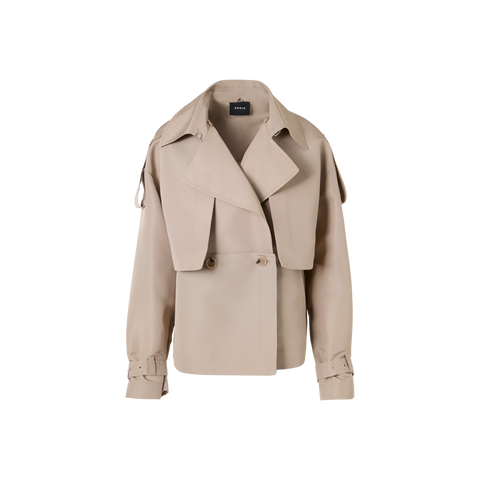 Short Silk Trench Coat with Removable Bolero