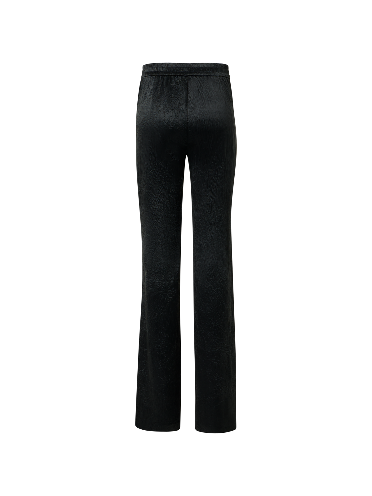 Designer Marla Elastic Waist Crinkled Satin Straight Pants - black