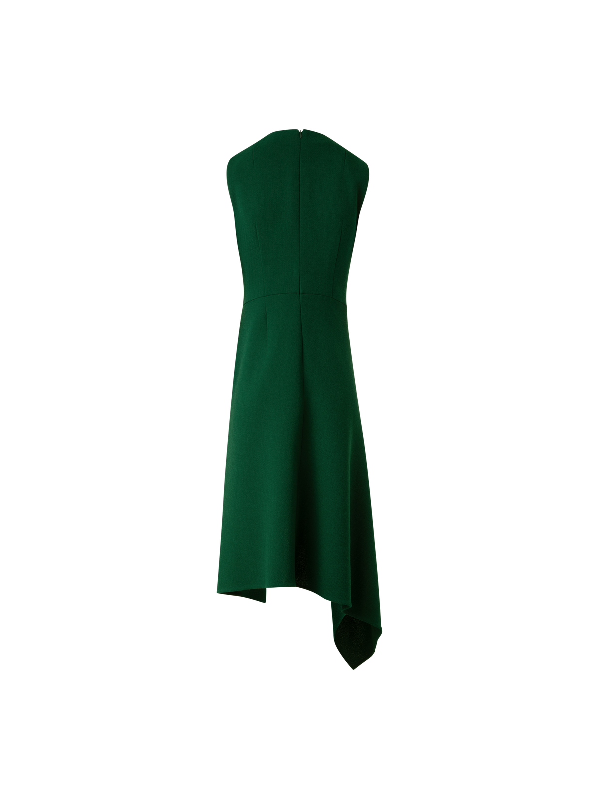 Designer Asymmetrical Dress in Wool Double-Face - green