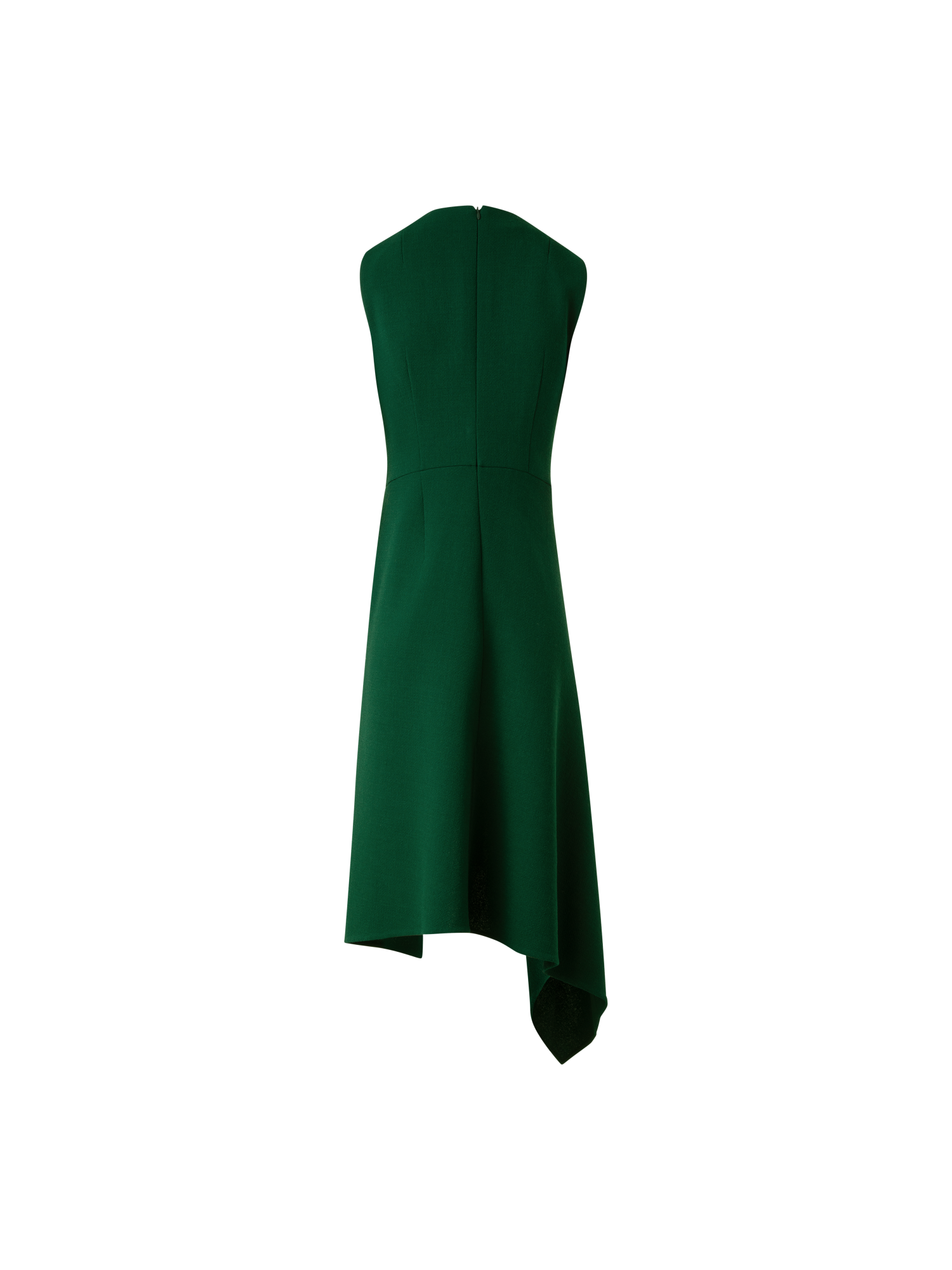 Designer Asymmetrical Dress in Wool Double-Face - green