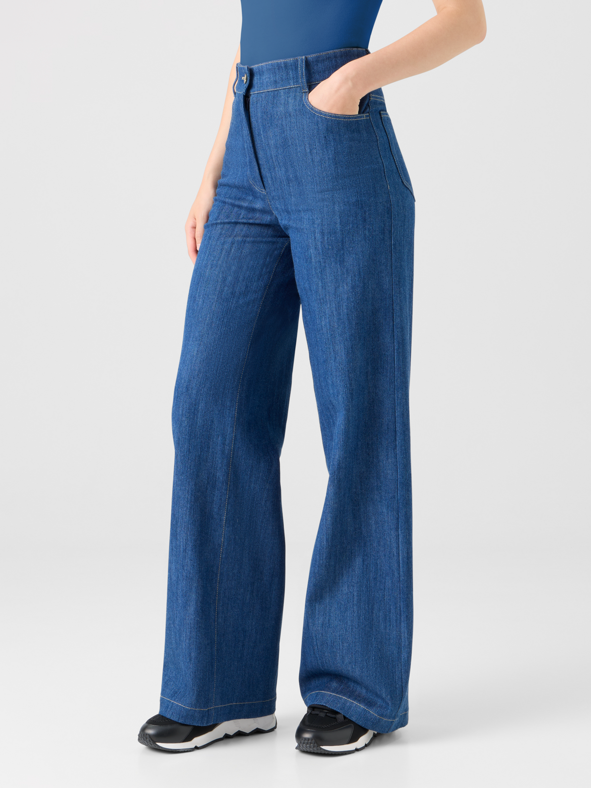 Cooper Wide Leg Stretch Cotton Denim Pants