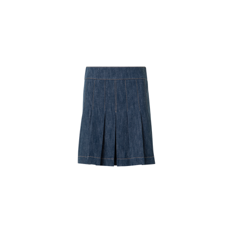 Pleated Denim Mini Skirt