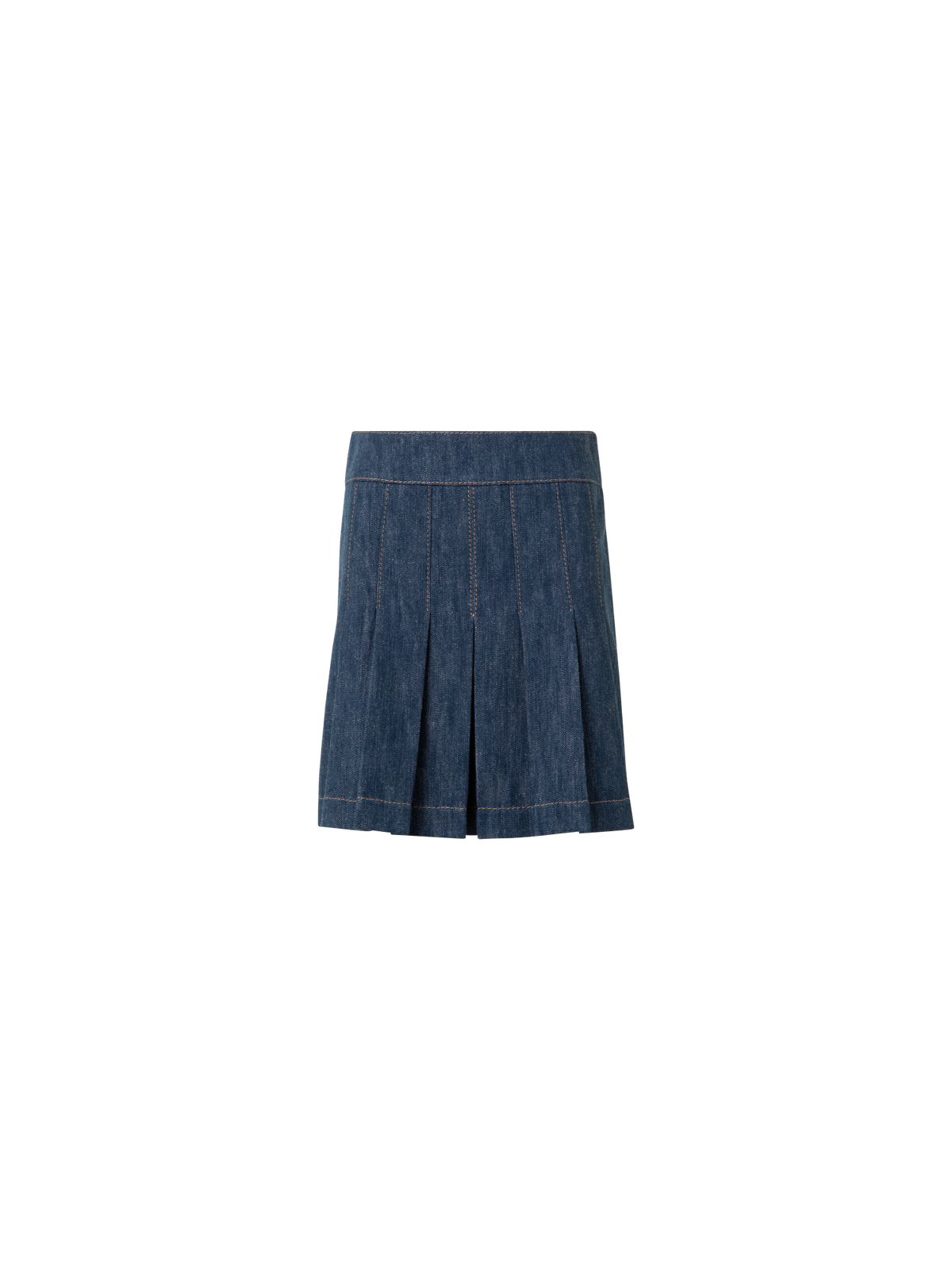 Designer Pleated Denim Mini Skirt - navy - blue