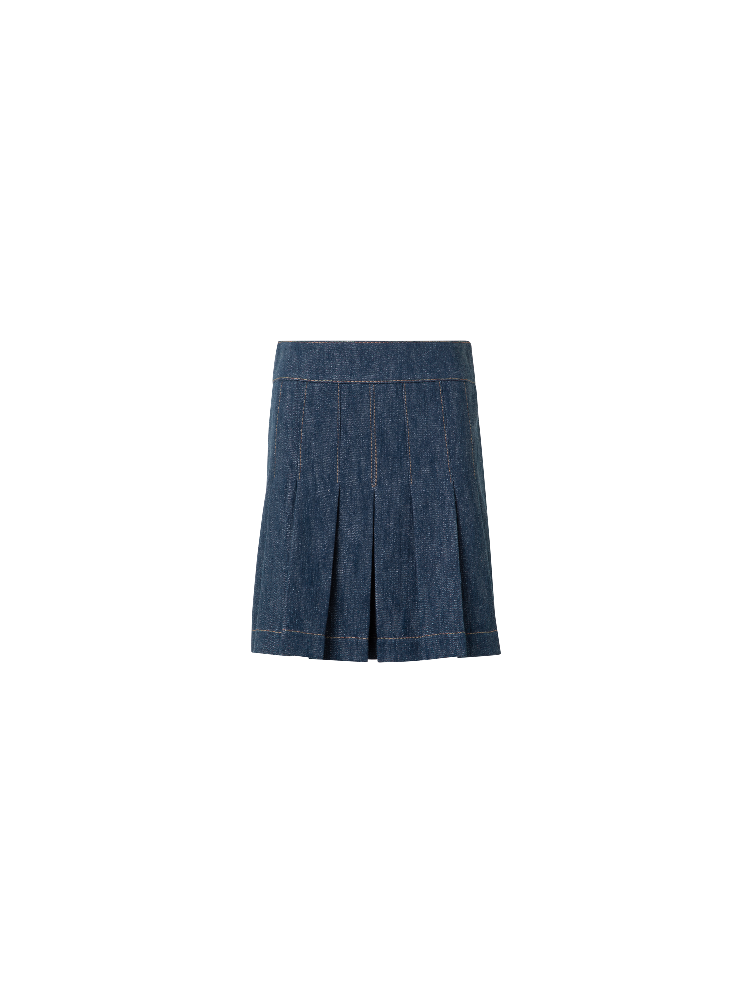 Designer Pleated Denim Mini Skirt - navy - blue