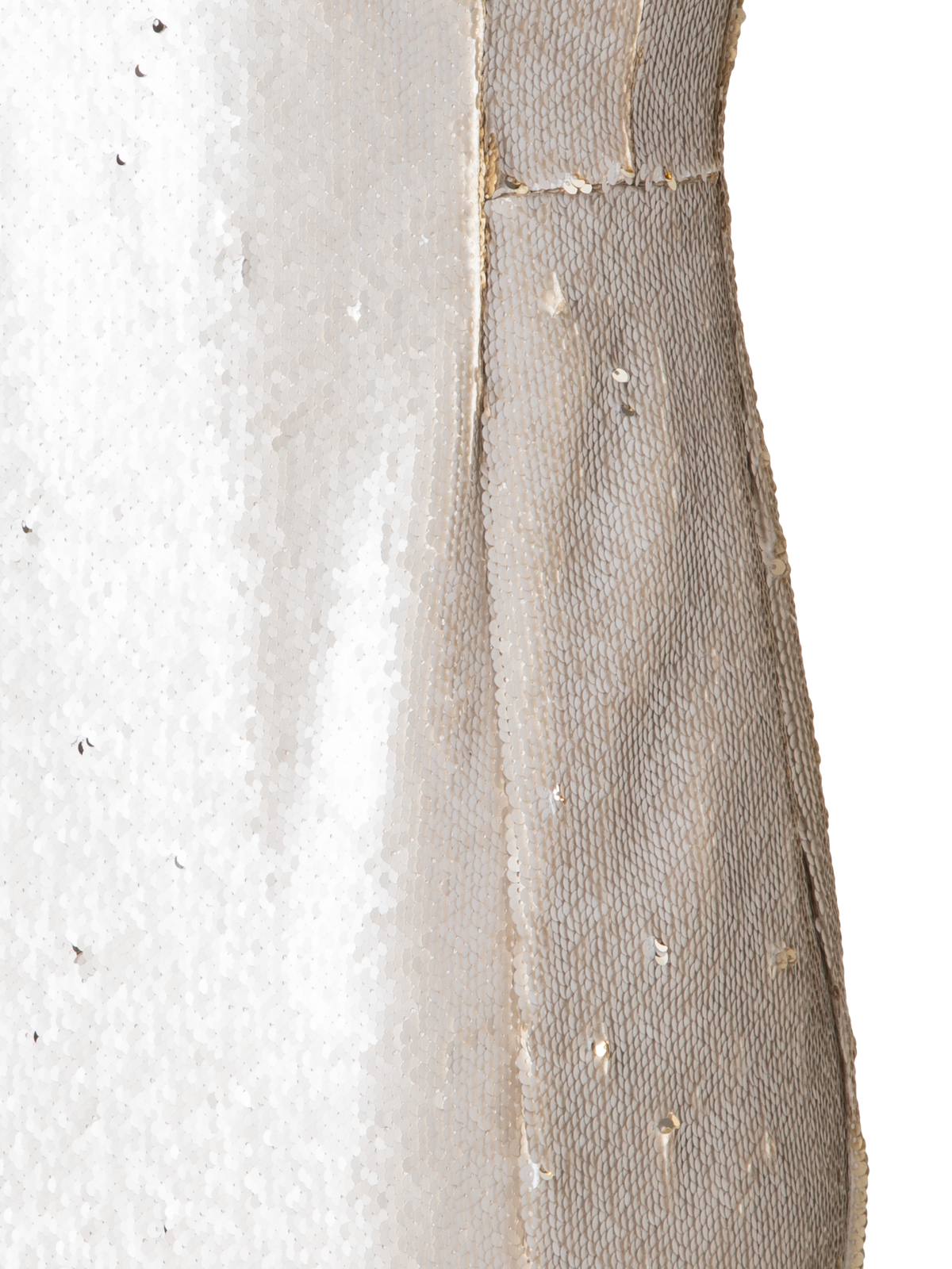 Designer Dual Sequined Sheath Dress with Short Sleeves - multicolor - beige - gold