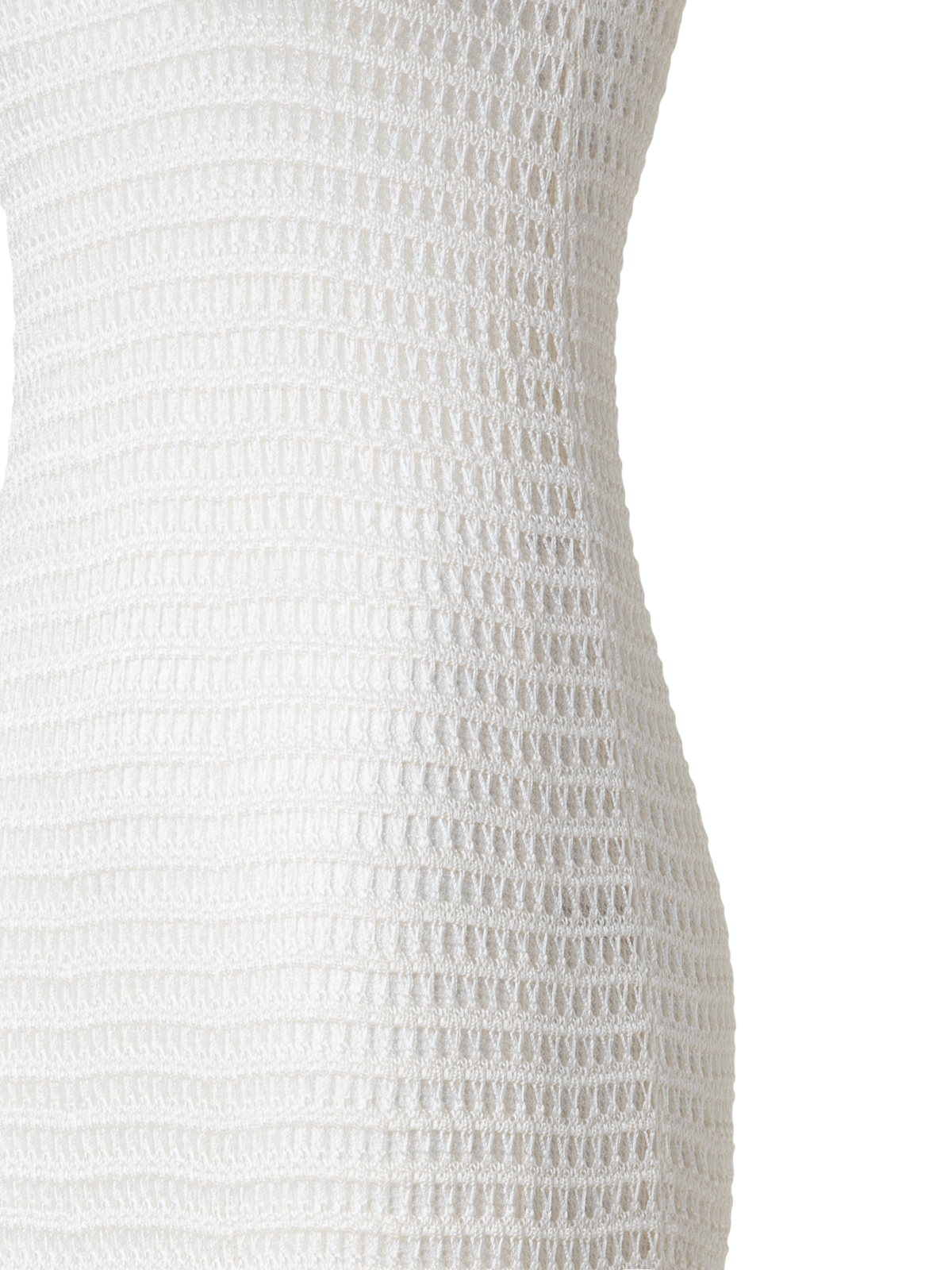 Designer Bodycon Knit Dress in Layered Viscose Crochet - neutral - ecru - white