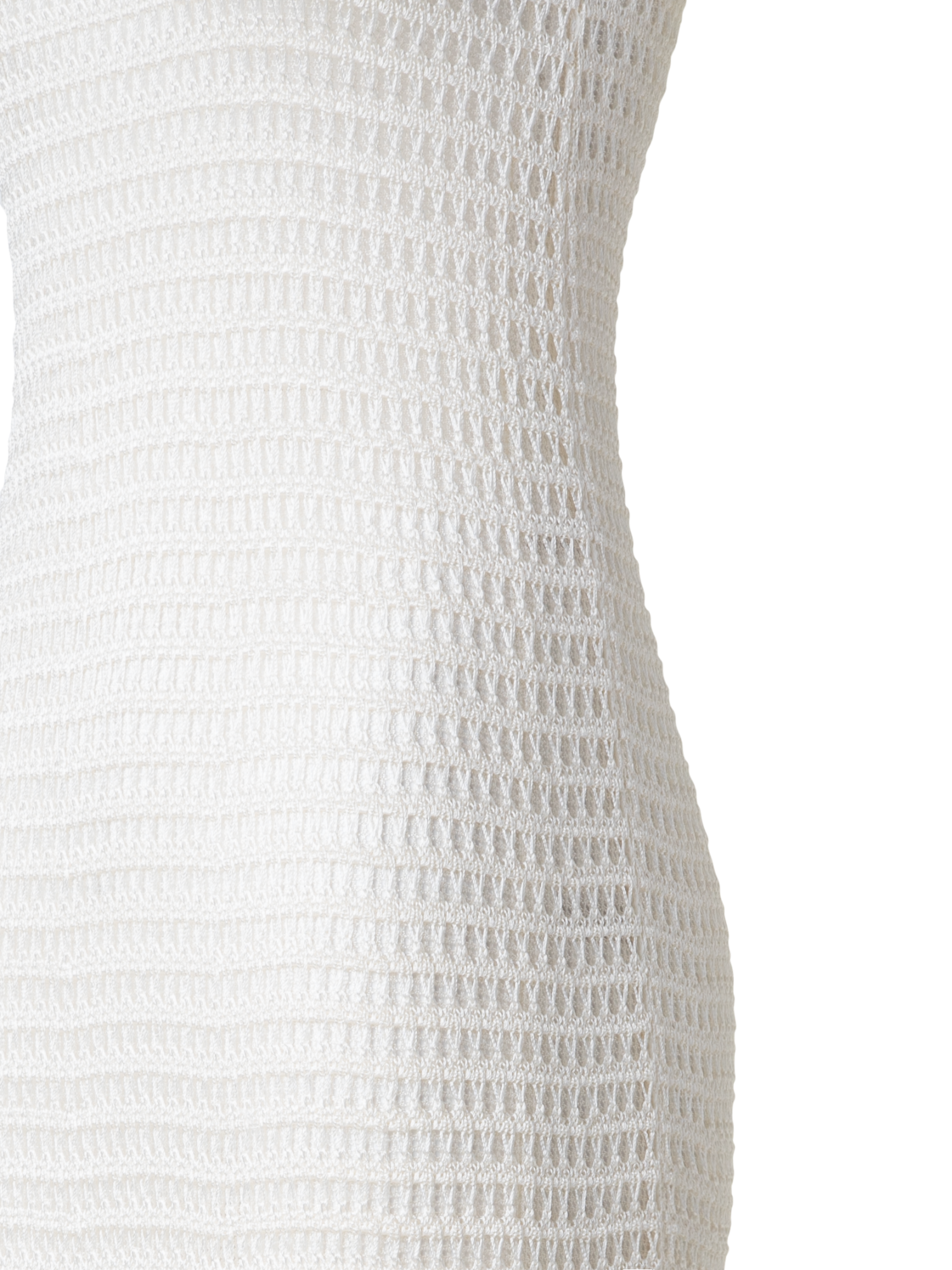 Designer Bodycon Knit Dress in Layered Viscose Crochet - neutral - ecru - white