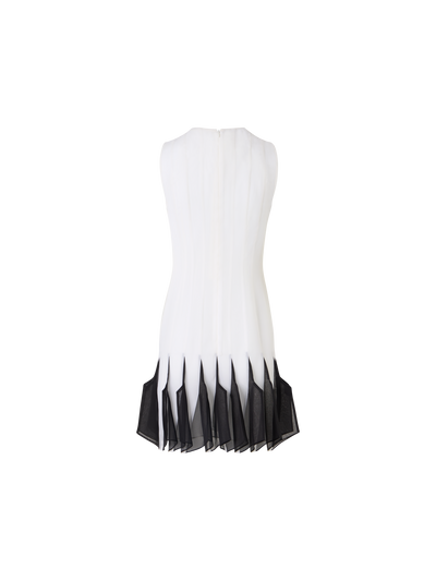 Designer Silk Midi Dress with High Plains Insets - ecru