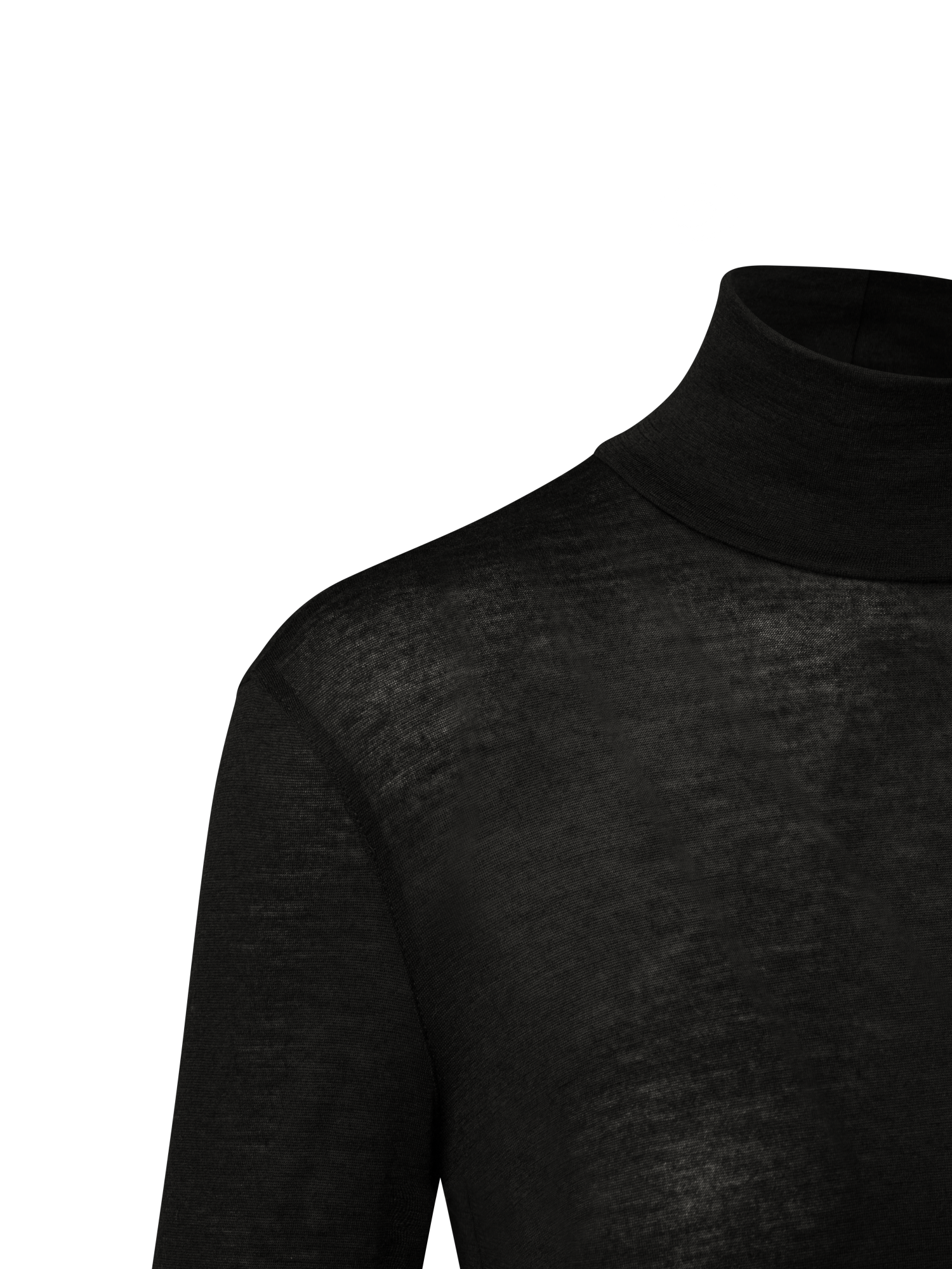 Designer Turtleneck Shirt from Cashmere Silk - black