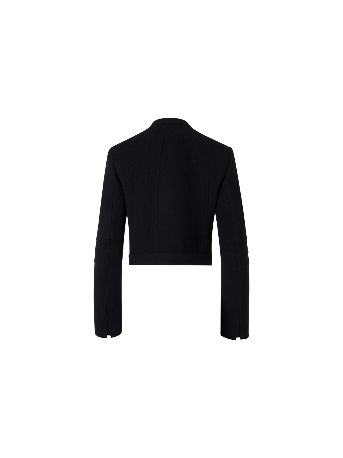 Designer Short Fitted Wool Crêpe Double-Face Jacket - black