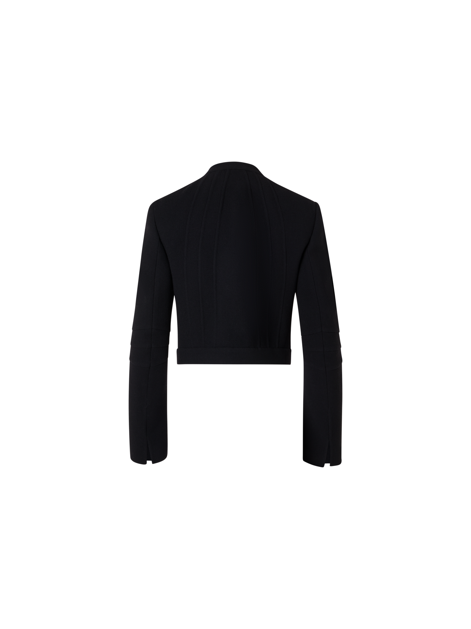 Designer Short Fitted Wool Crêpe Double-Face Jacket - black