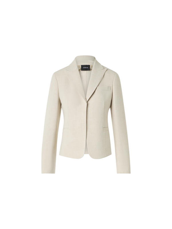 Designer Deneuve Short Fitted Jacket in Linen Wool Double-Face - neutral - beige