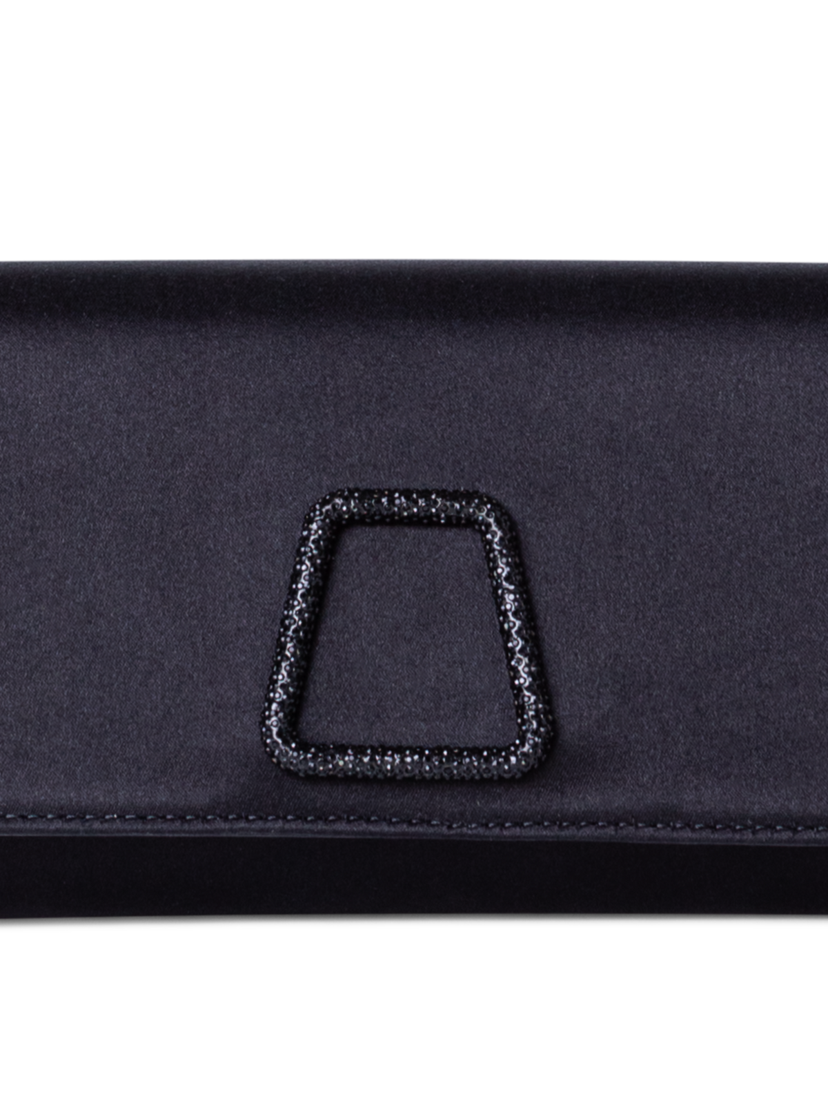 Designer Anouk Satin Clutch with Crystal Trapezoid - neutral - black