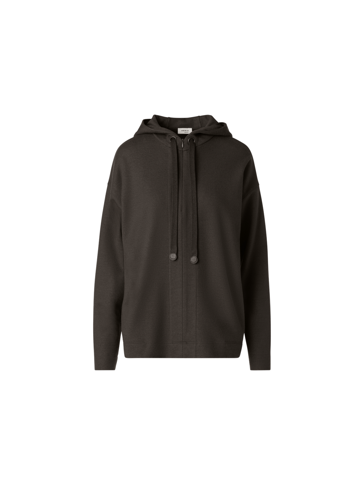 Designer Oversized Wool Jersey Zip Hoodie - neutral - brown