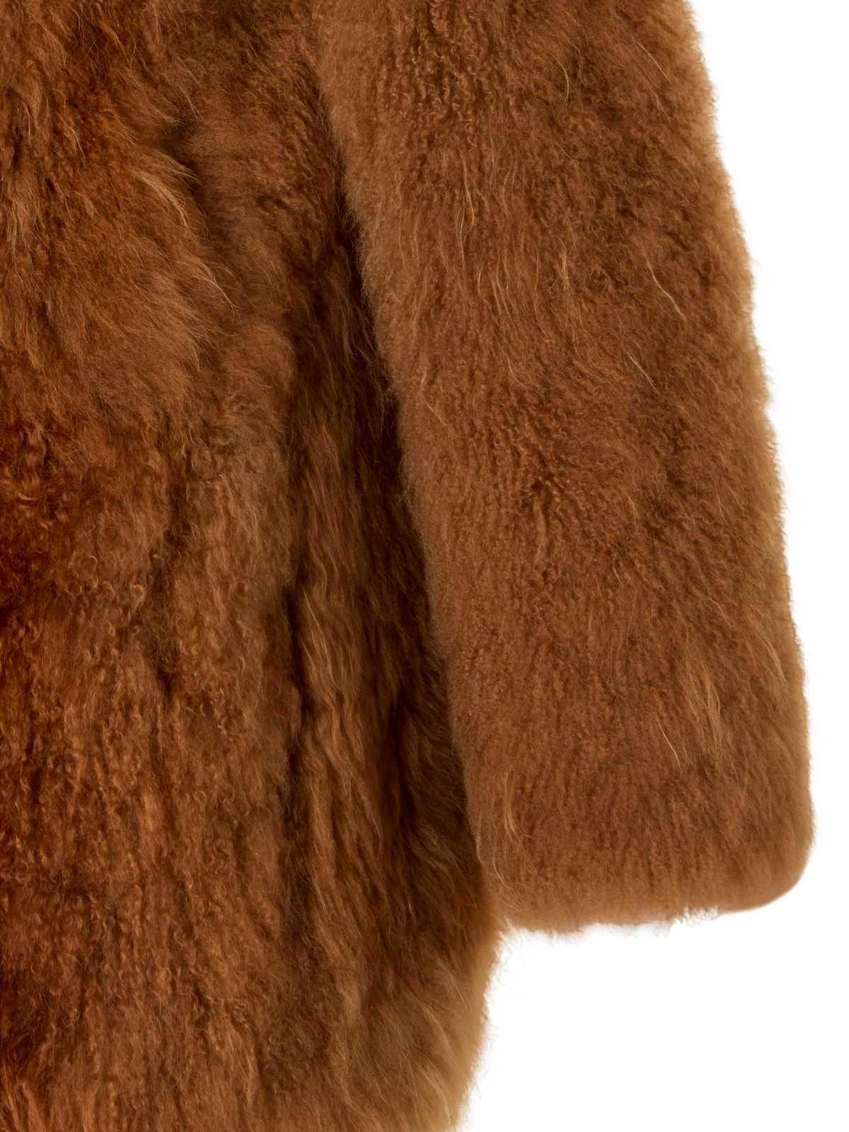 Designer Short Cashmere Goat Fur Coat - brown