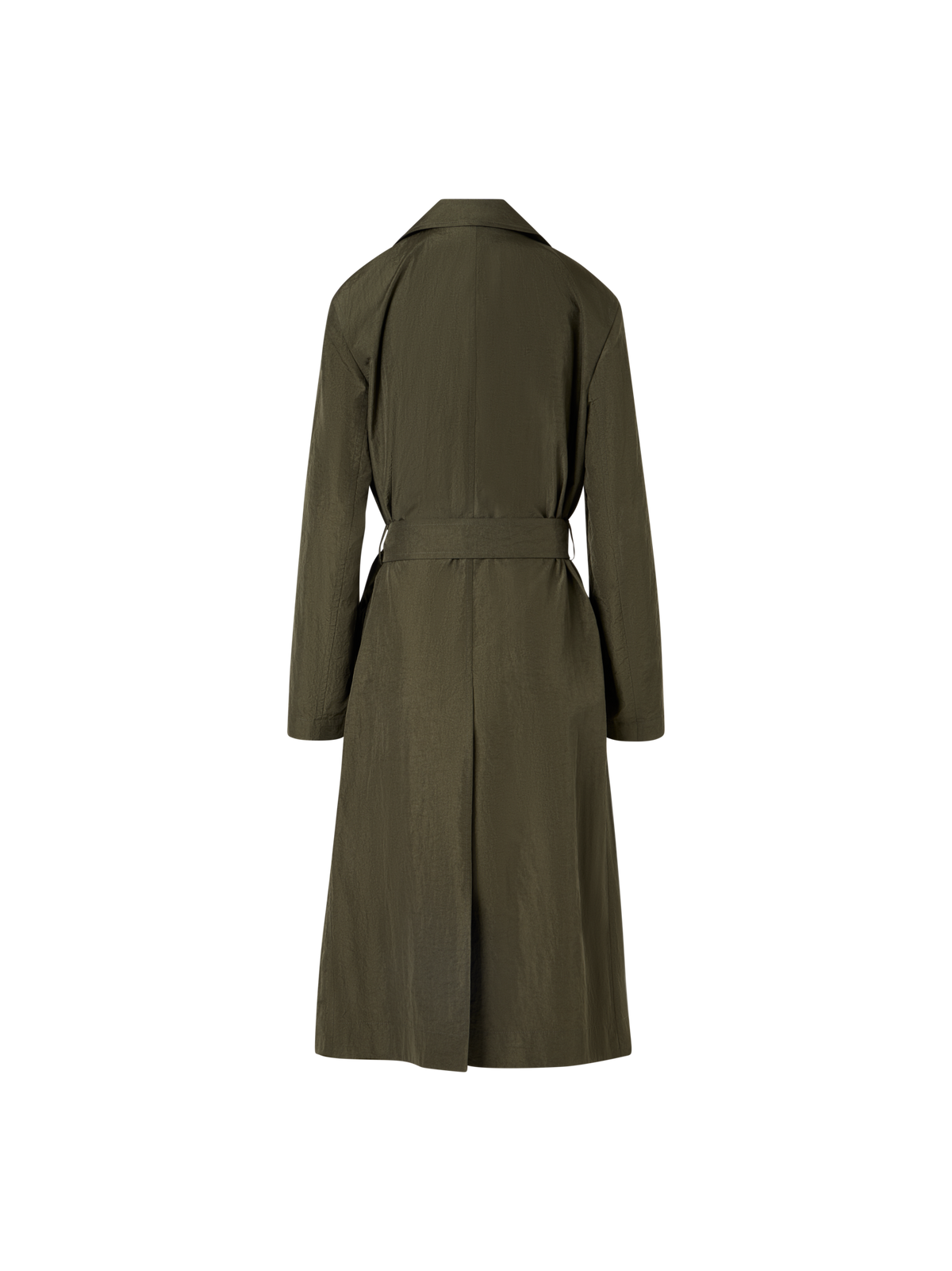 Designer Long-Sleeve Crinkled Parachute-Taffeta Long Trench Coat - green