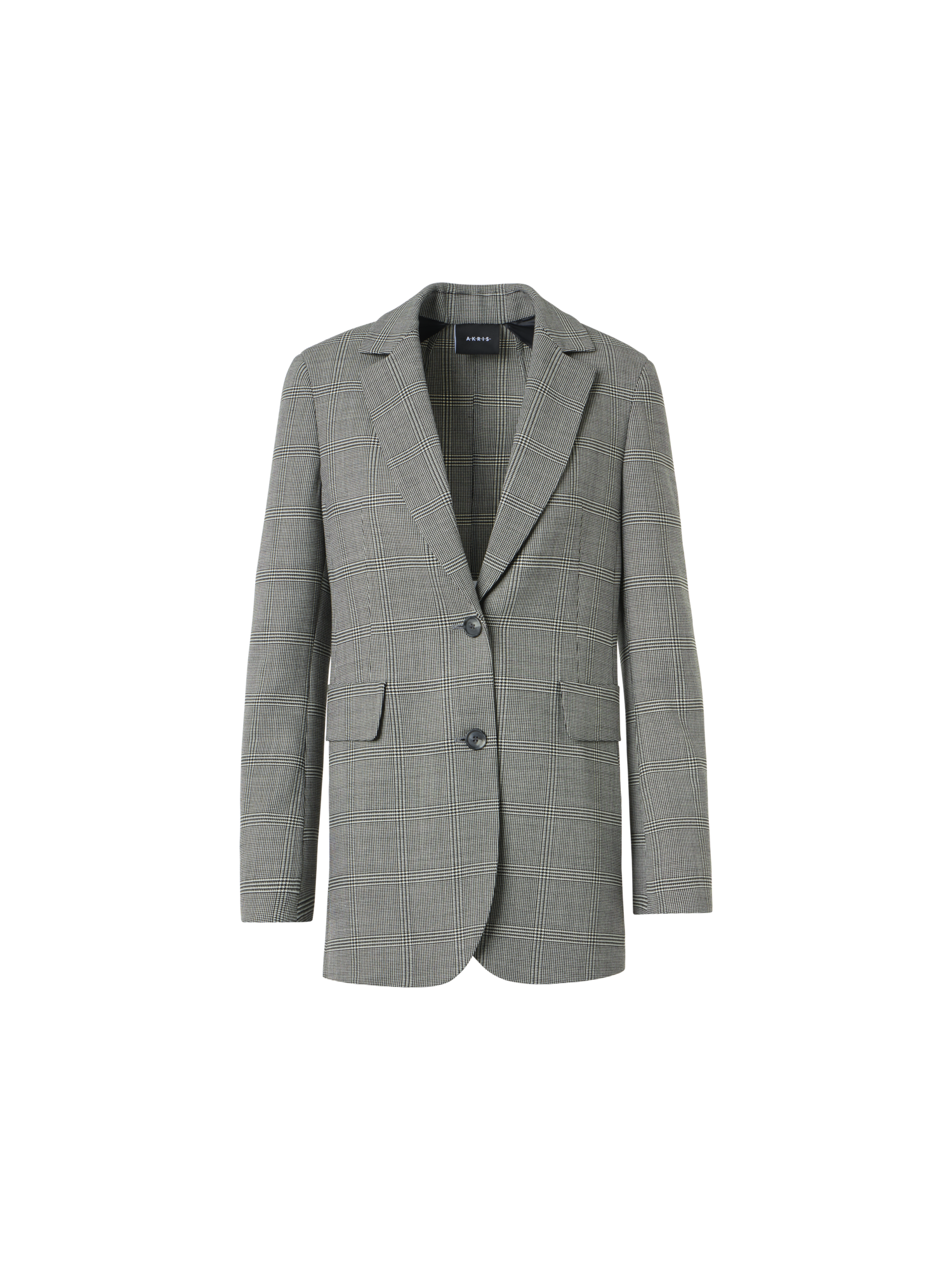 Designer Prince of Wales Check Wool Stretch Double-Face Jacket - grey