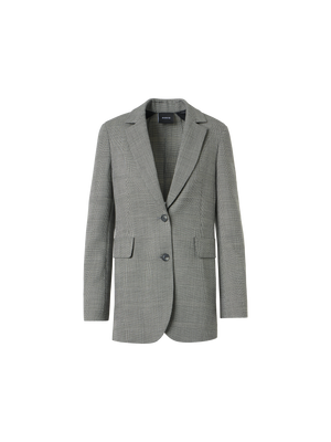 Designer Prince of Wales Check Wool Stretch Double-Face Jacket - grey