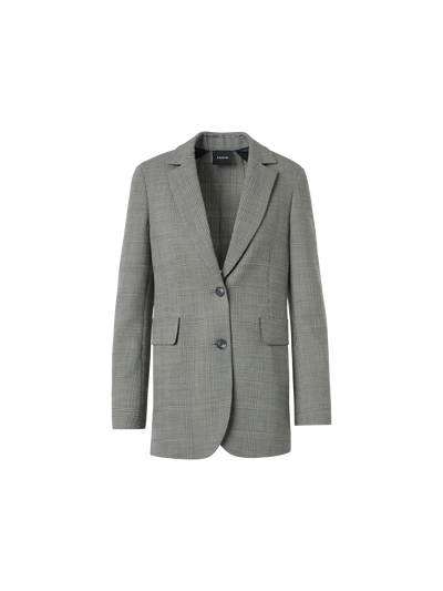 Designer Prince of Wales Check Wool Stretch Double-Face Jacket - grey