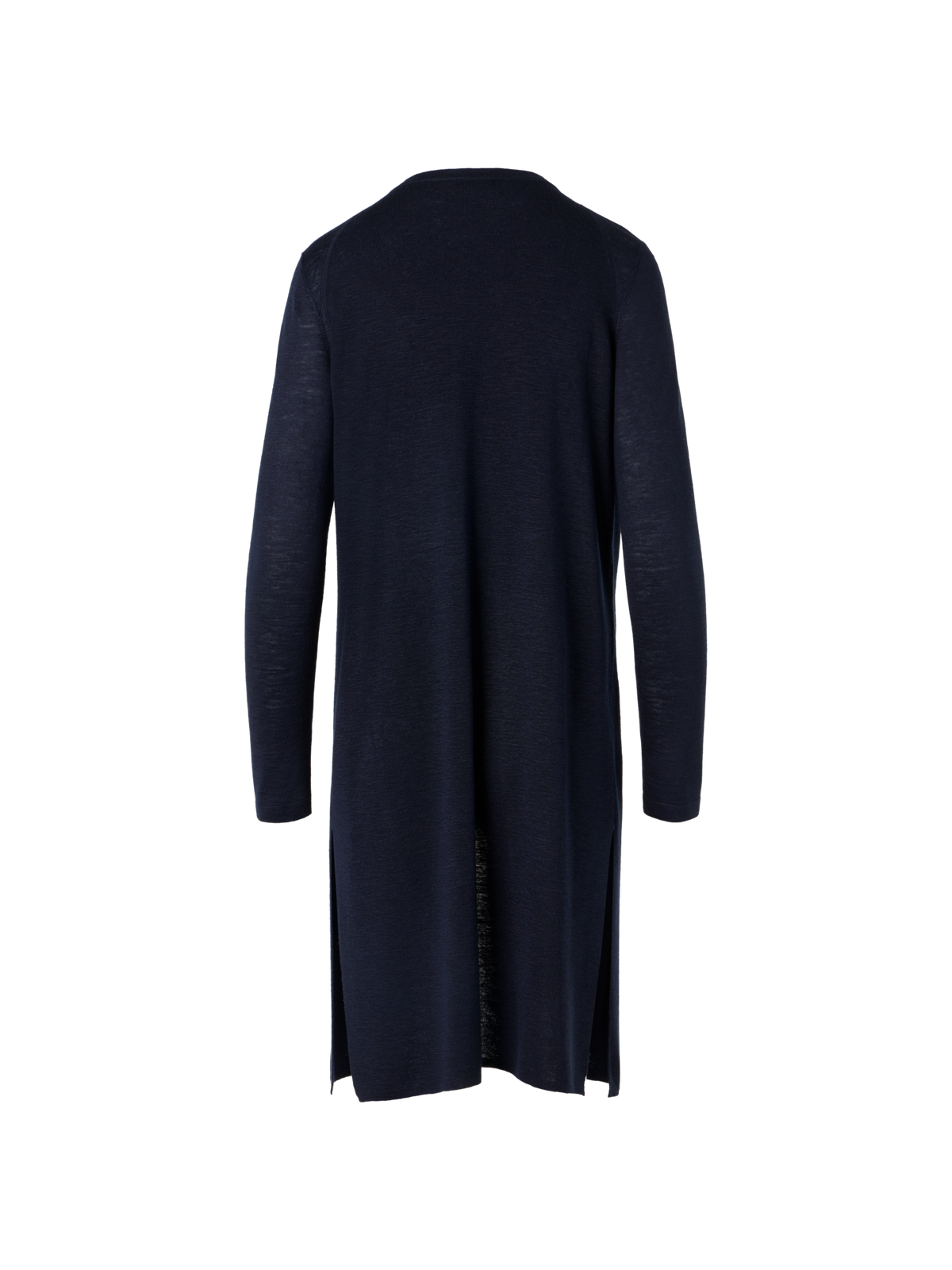 Designer Long-Sleeve Linen-Silk Knit Coat - navy