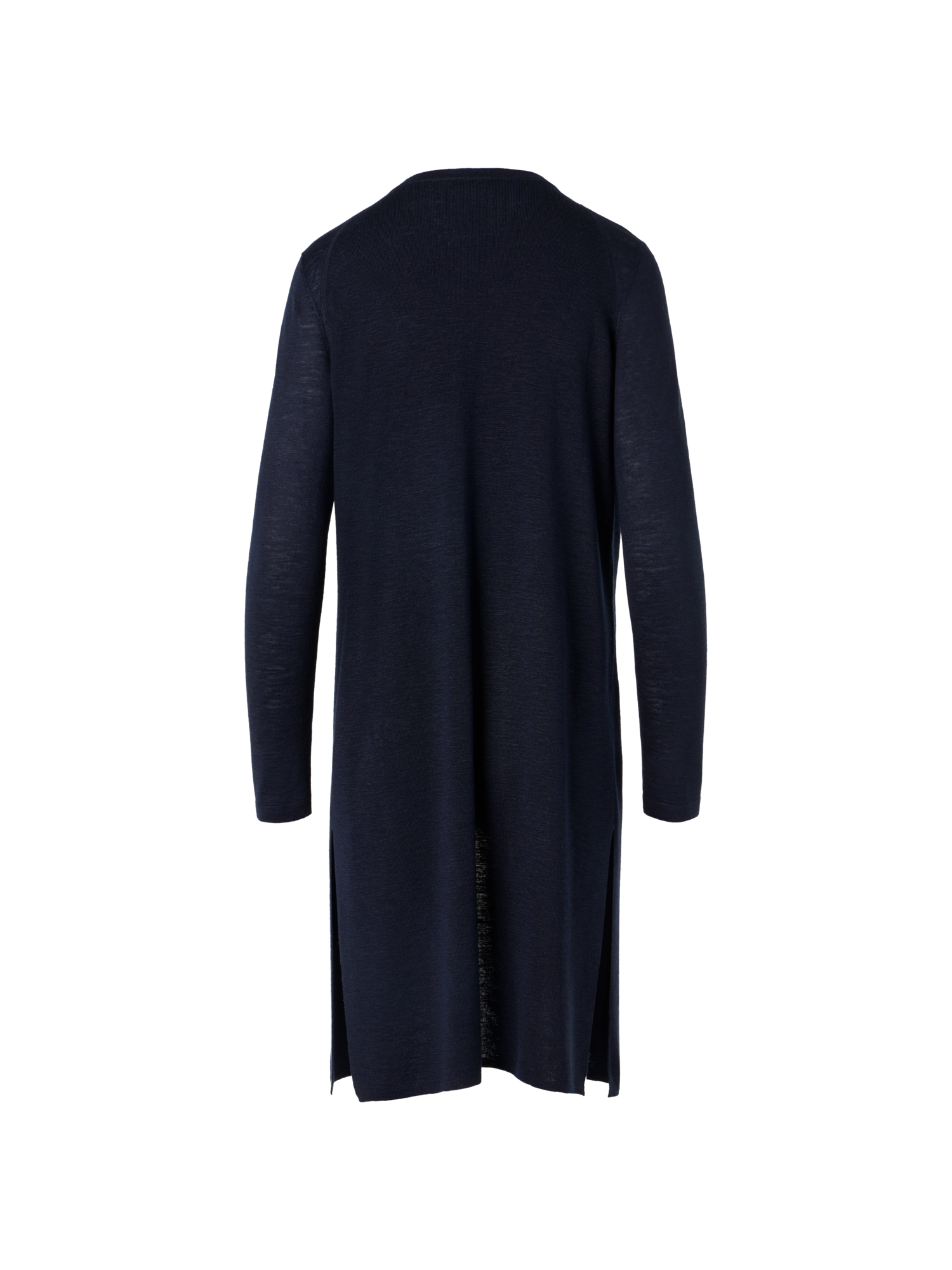 Designer Long-Sleeve Linen-Silk Knit Coat - navy