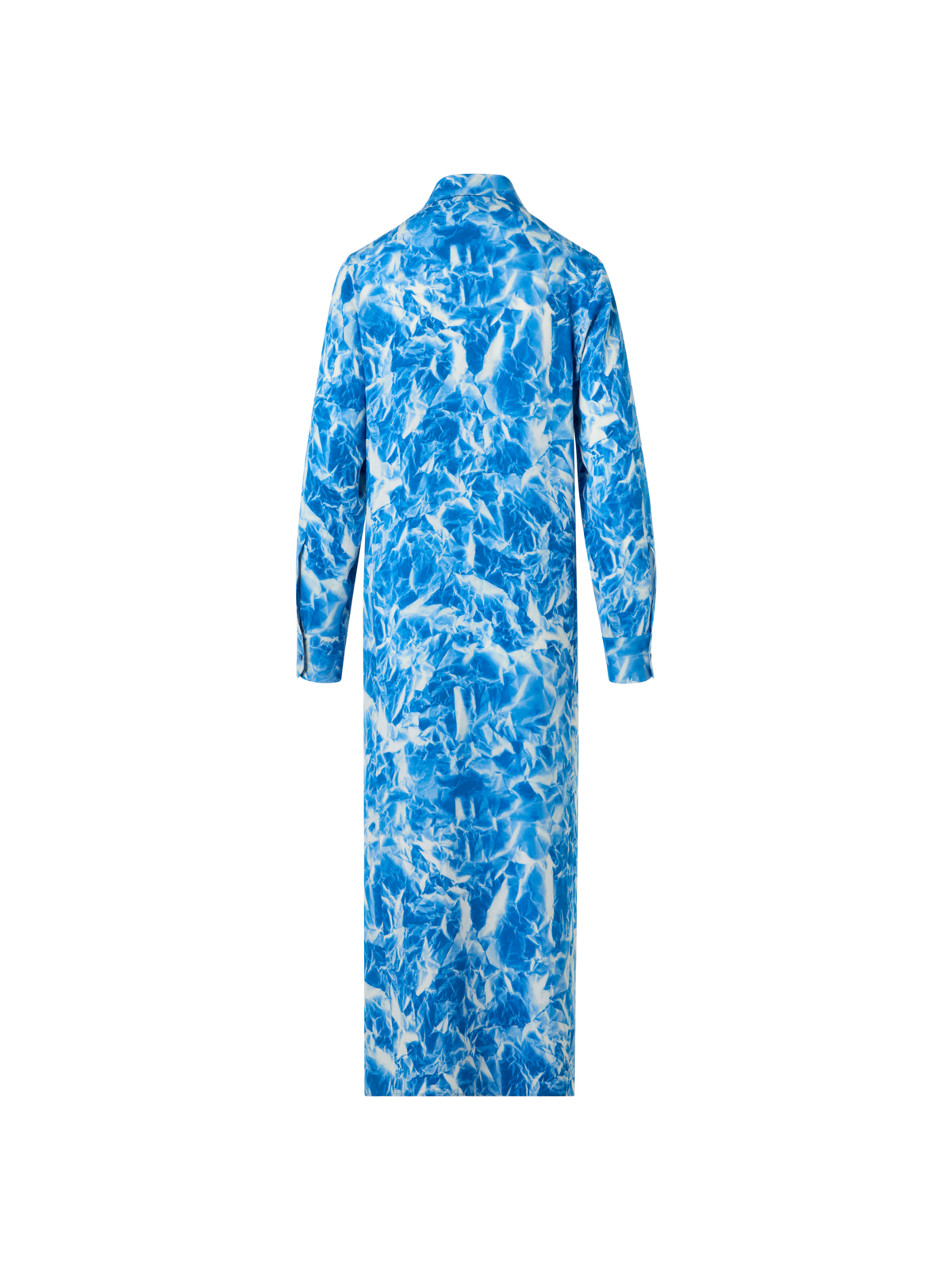 Designer Whitecaps Print Silk Crêpe Midi Tunic Dress - blue - ecru