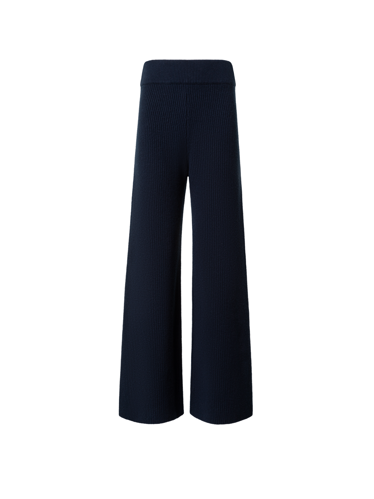 Designer Wide Wool Cashmere Blend Knit Pants - navy - blue