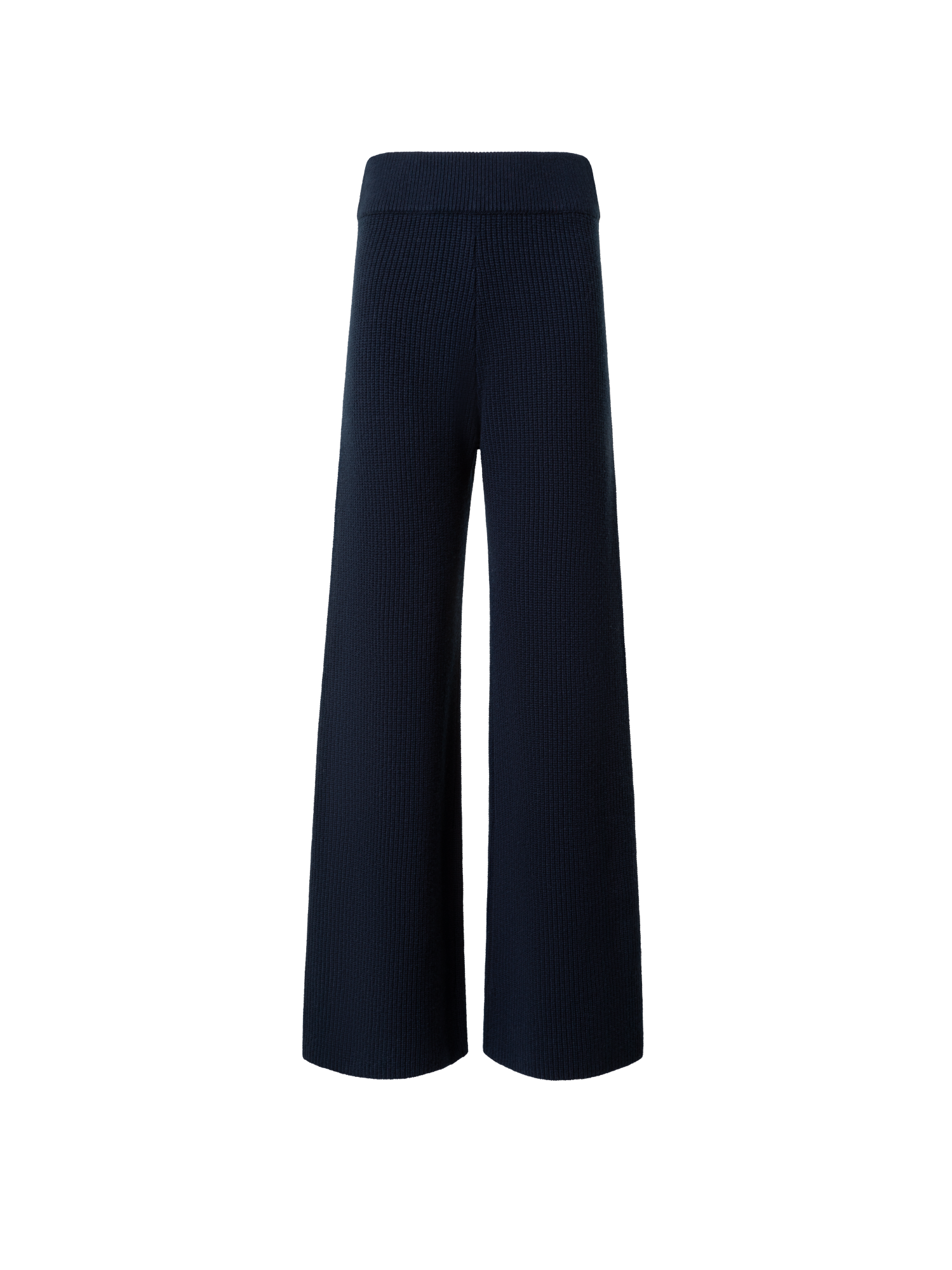 Designer Wide Wool Cashmere Blend Knit Pants - navy - blue