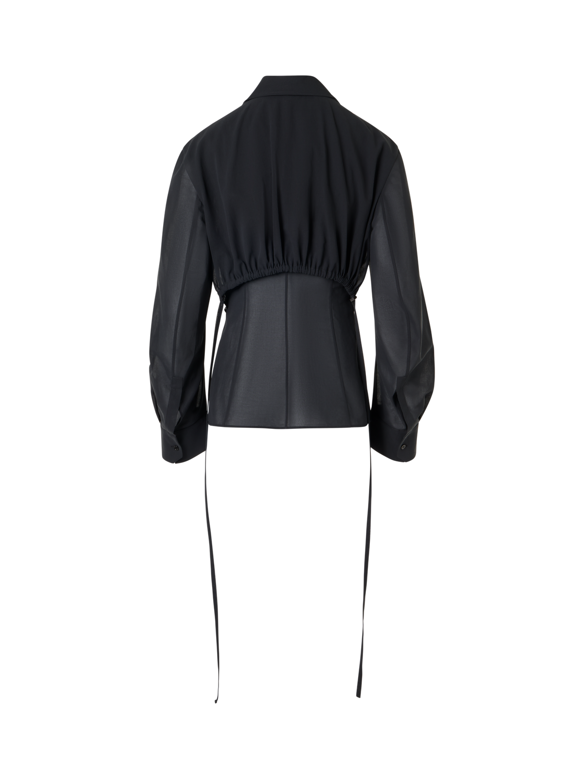 Designer Long-Sleeve Cotton Voile Blouse - black