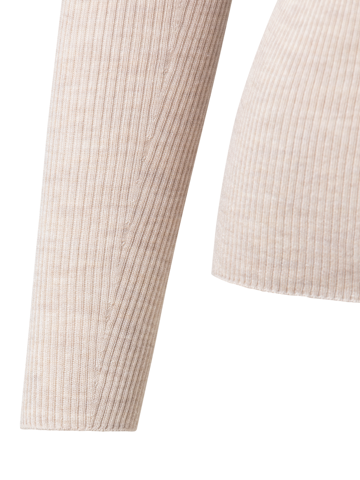 Designer Fine Rib Cashmere Silk Mock Neck Pullover - neutral - pastel - beige