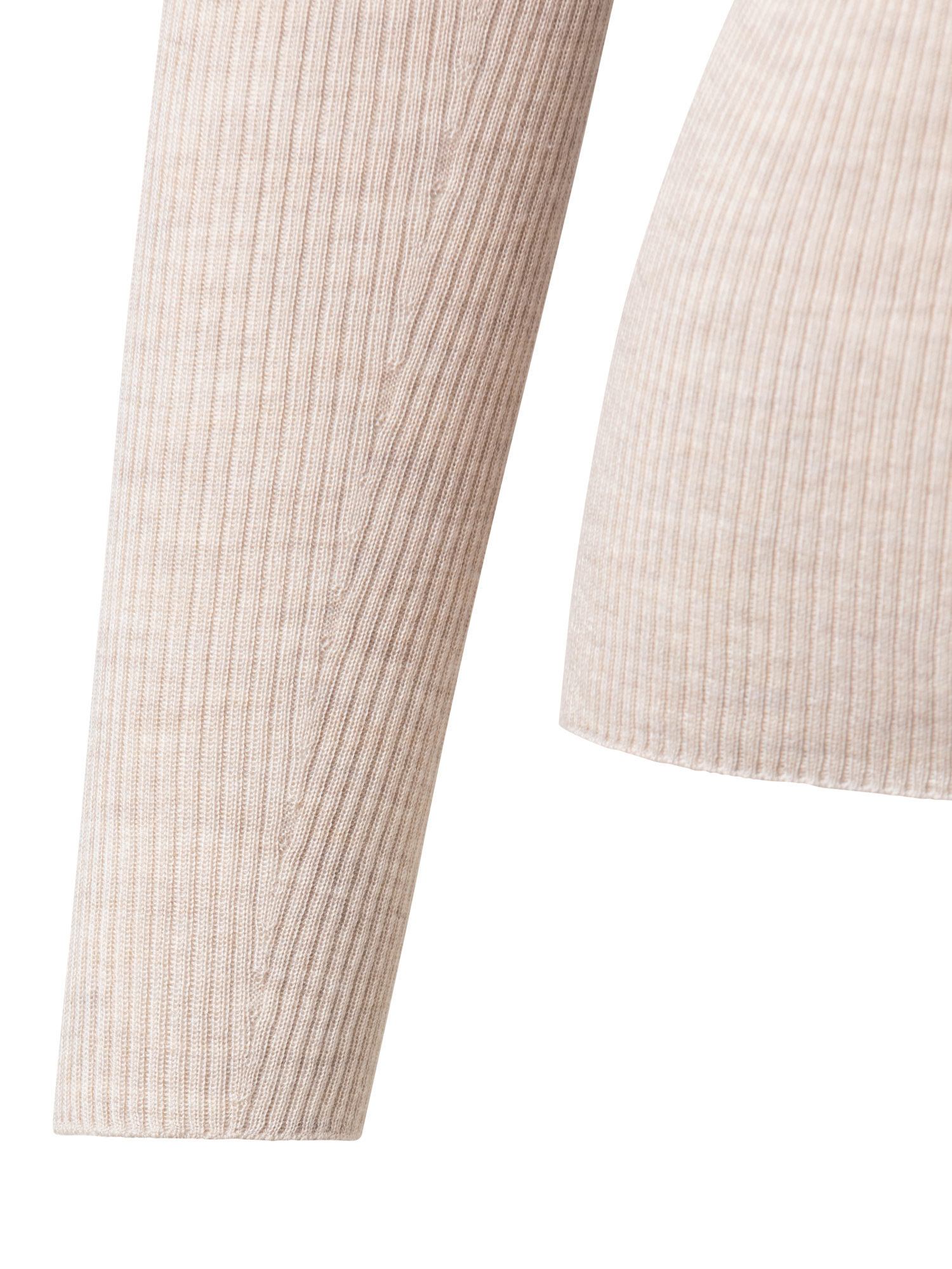 Designer Fine Rib Cashmere Silk Mock Neck Pullover - neutral - pastel - beige