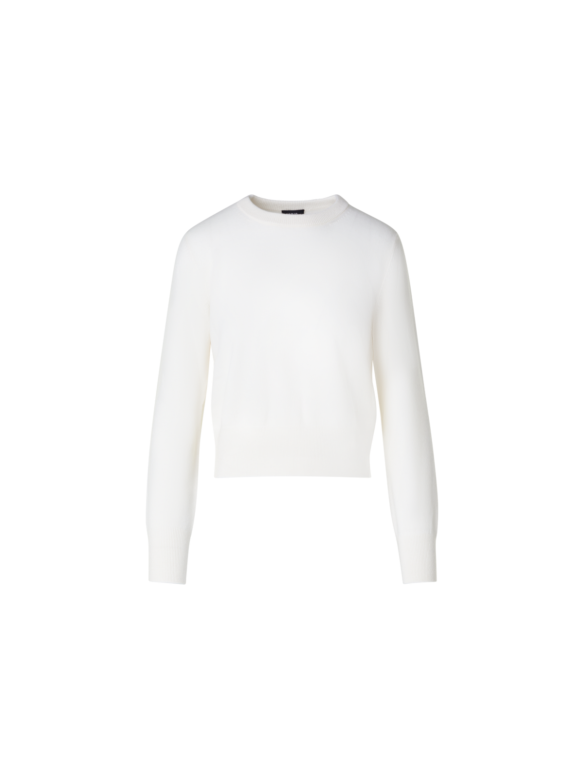 Designer Short O-Neck Sweater in 100% Cashmere - ecru - white