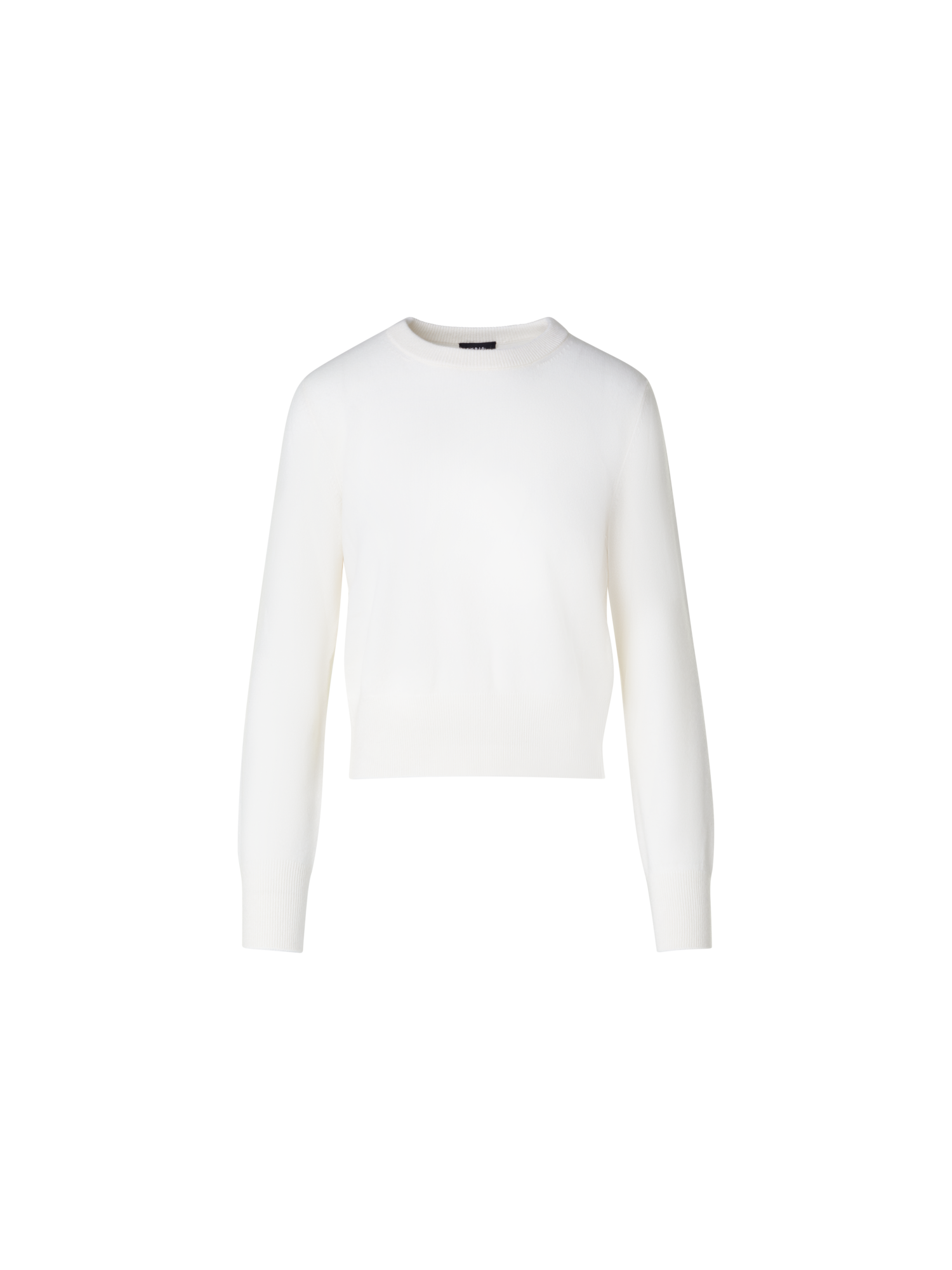 Designer Short O-Neck Sweater in 100% Cashmere - ecru - white