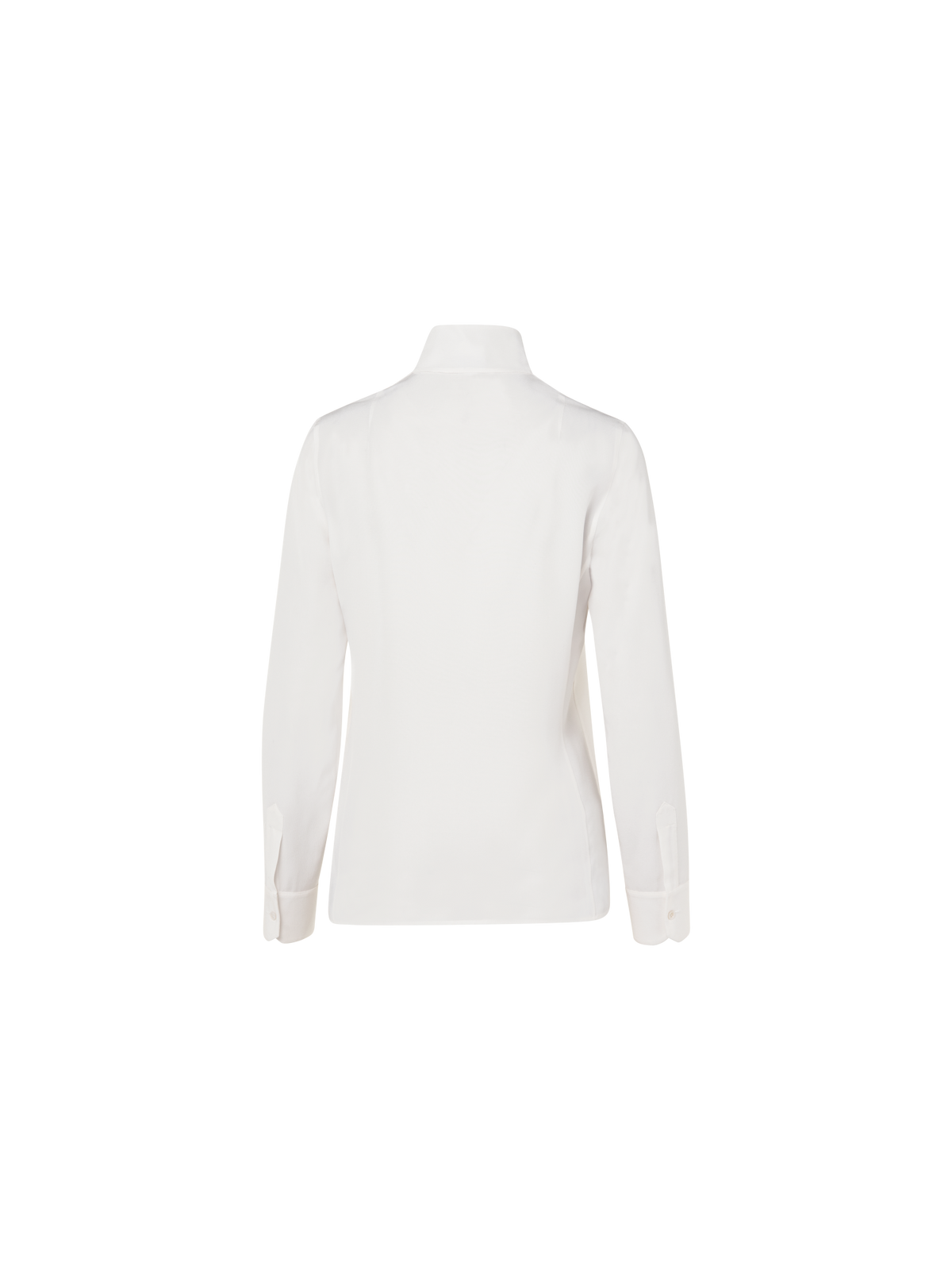 Designer Long Sleeve Silk Blouse with Stand-up Collar - white