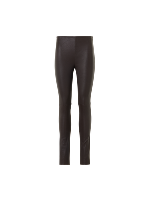 Designer Skinny Pants in Lamb Nappa Leather Front and Jersey Back - brown