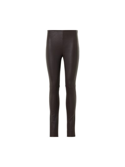 Designer Skinny Pants in Lamb Nappa Leather Front and Jersey Back - brown