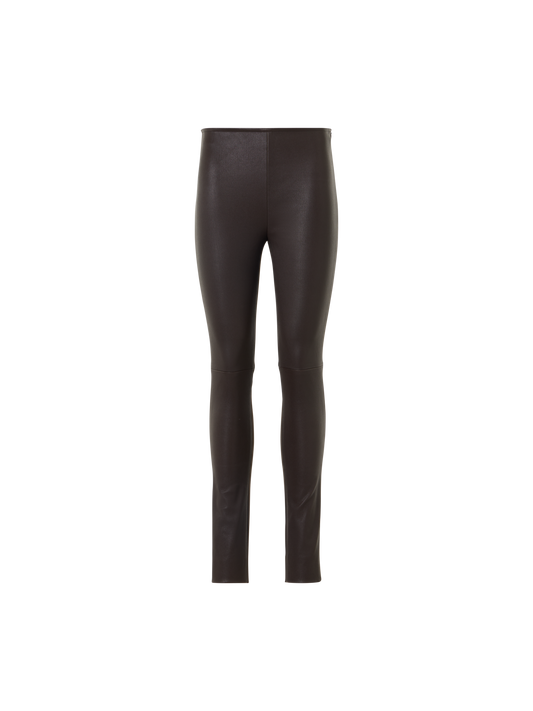 Designer Skinny Pants in Lamb Nappa Leather Front and Jersey Back - brown