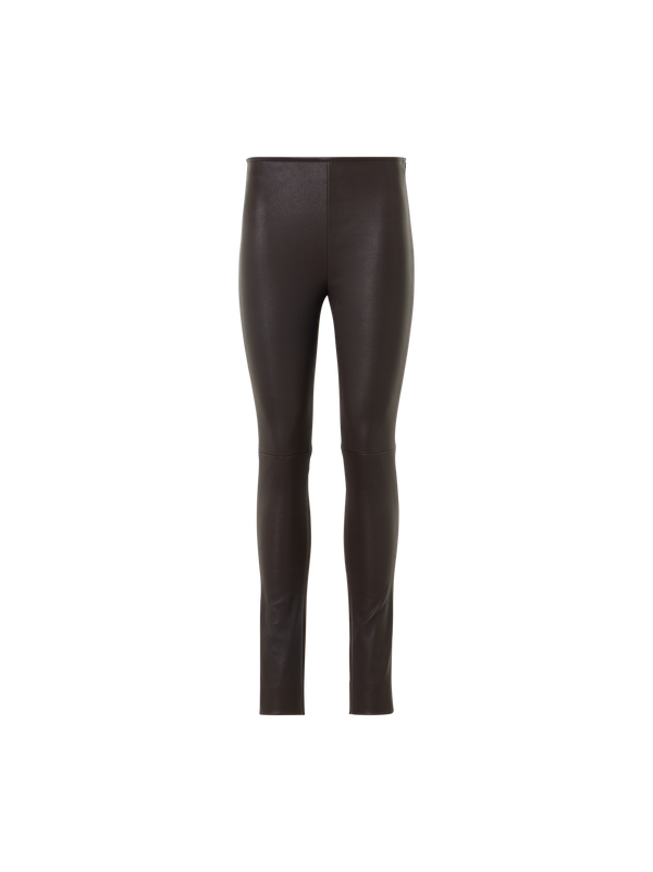Designer Skinny Pants in Lamb Nappa Leather Front and Jersey Back - brown