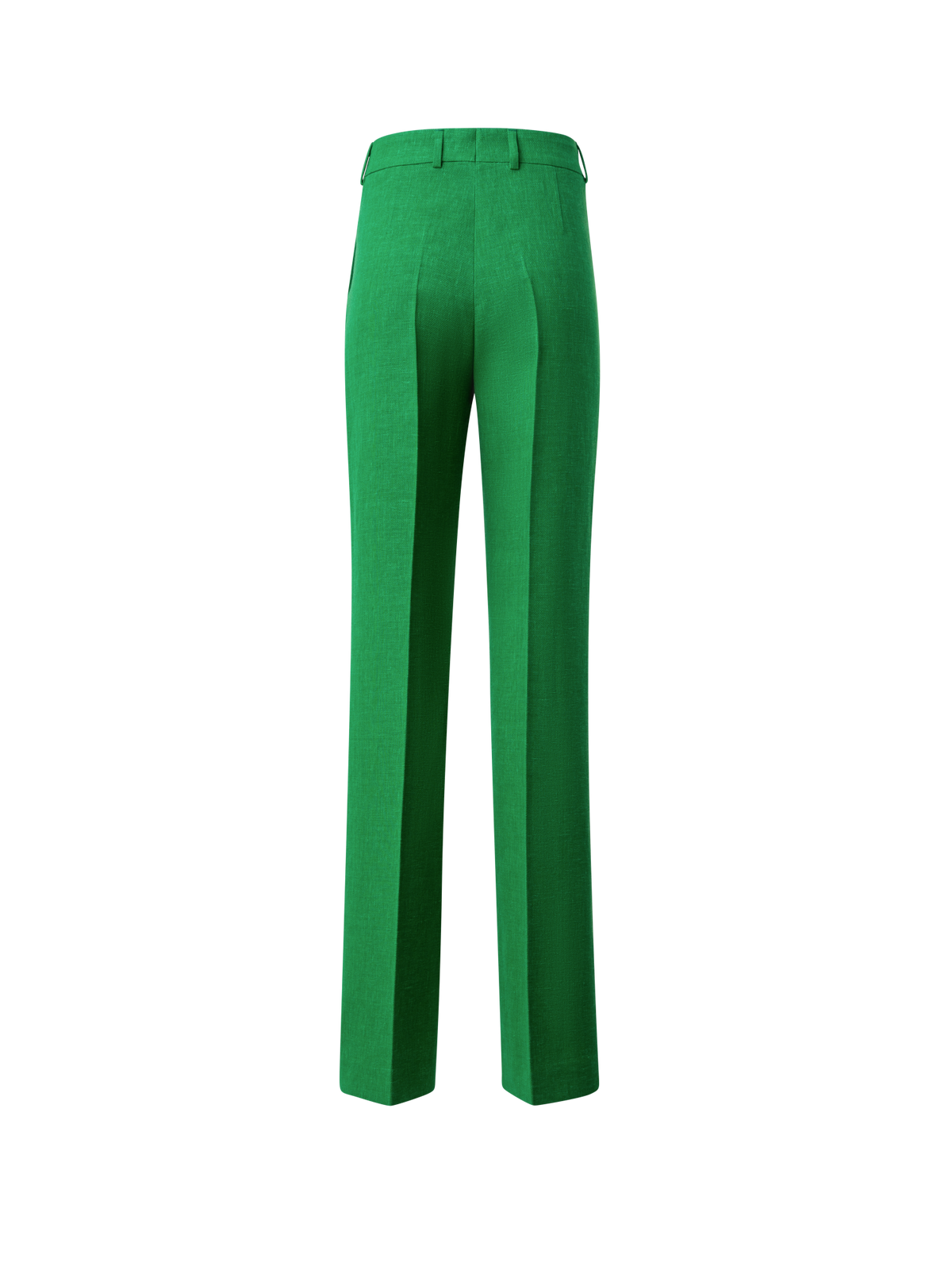 Designer Wide Straight Linen Wool Double-Face Pants - green