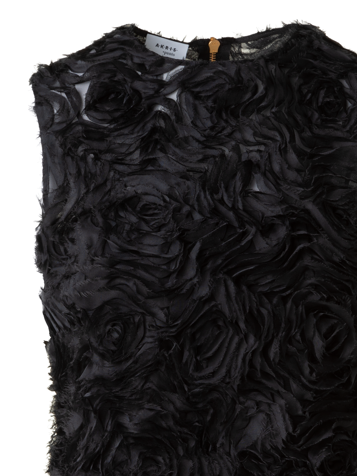 Designer Sleeveless Blouse with 3D Carnation Embroidery - black