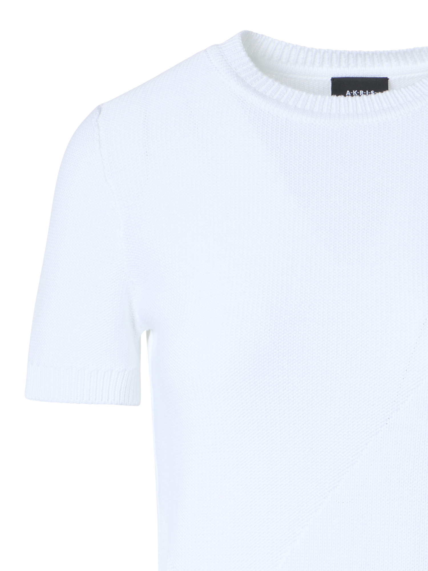 Designer Cotton Sweater with Polygon Intarsia - ecru