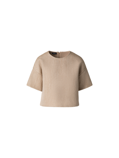 Designer Boxy Blouse in Soft Cotton Raffia - neutral - beige