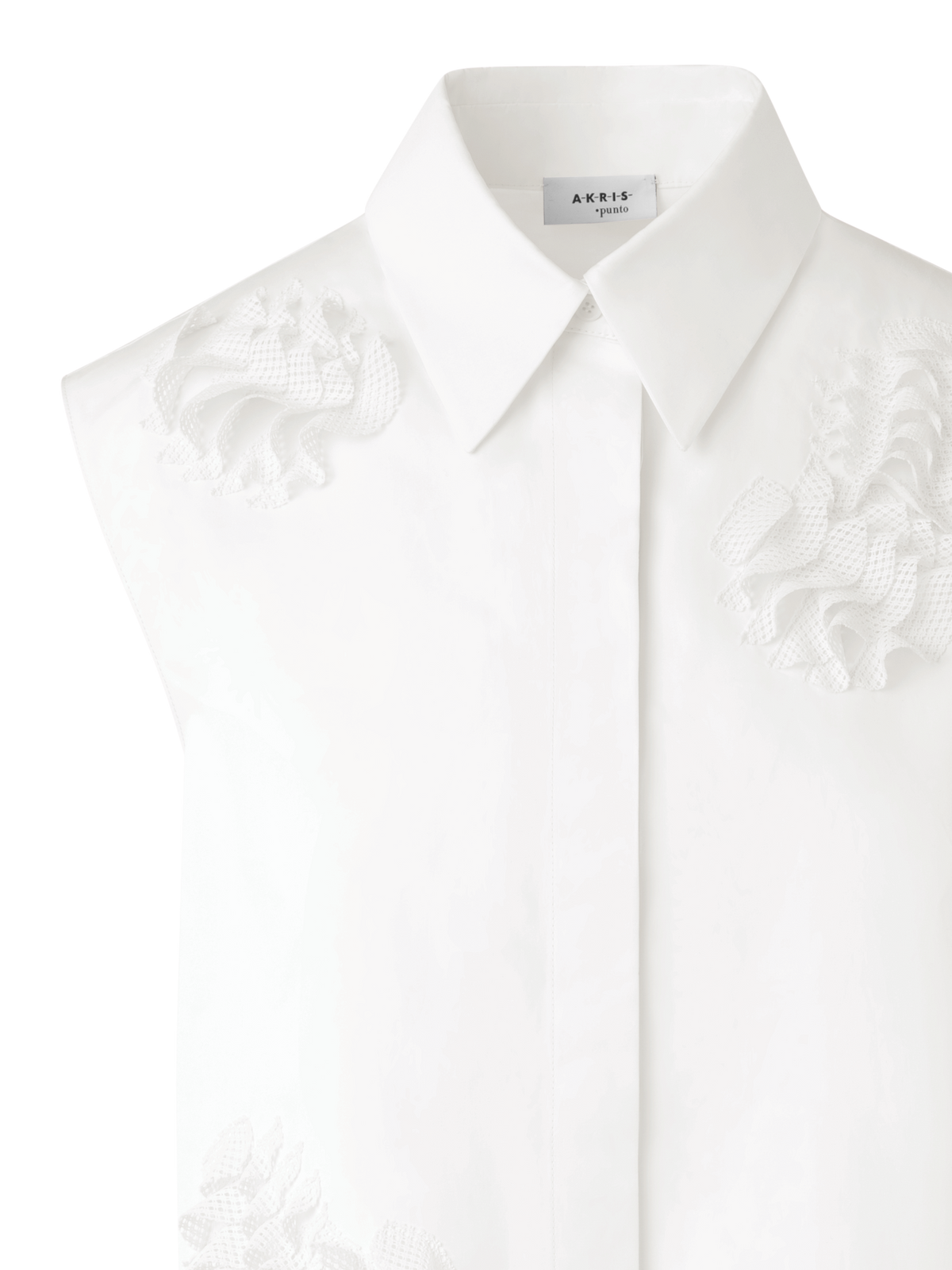 Designer Tunic Blouse with 3D Carnation Detail - neutral - ecru - white
