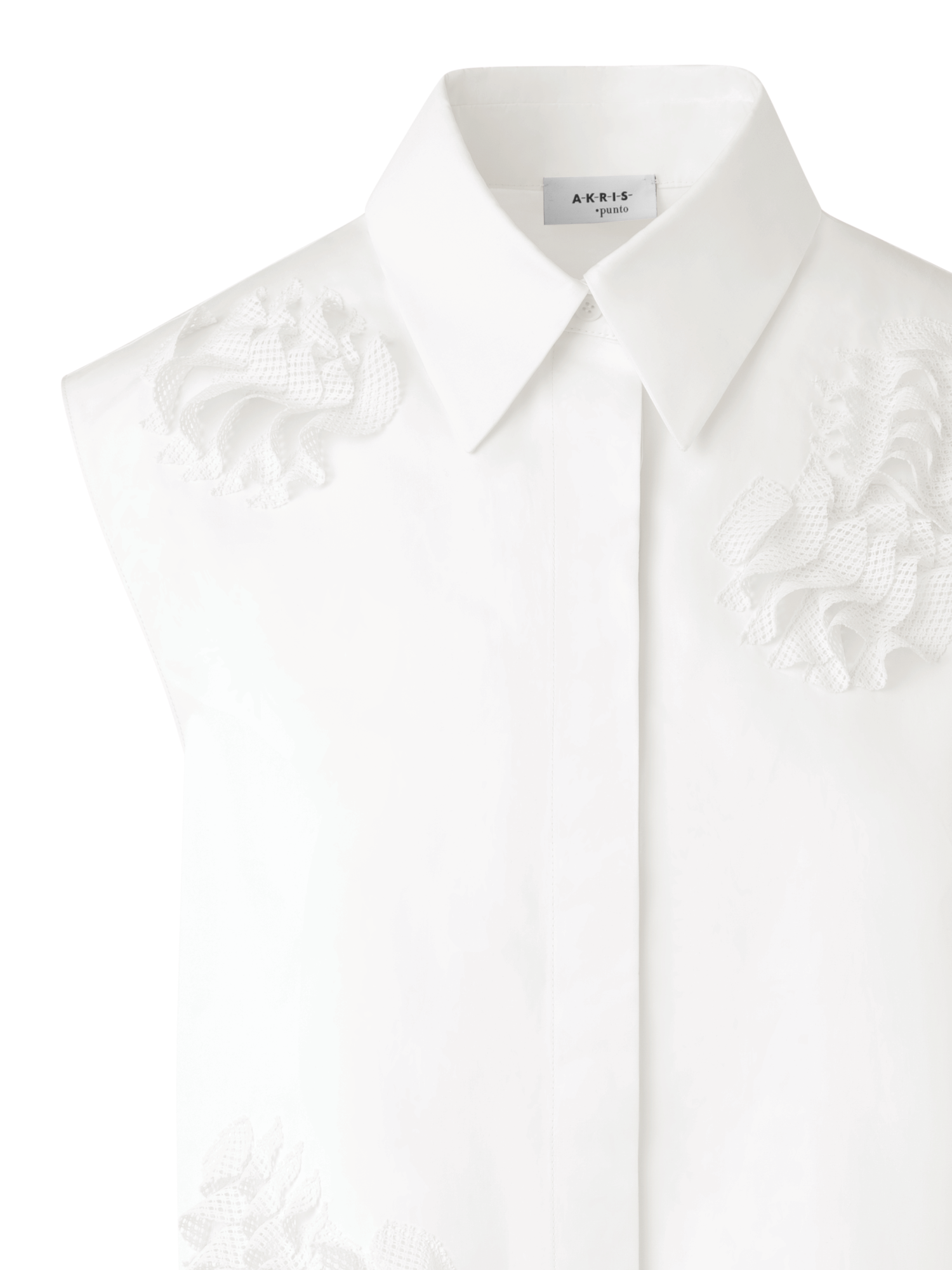 Designer Tunic Blouse with 3D Carnation Detail - neutral - ecru - white