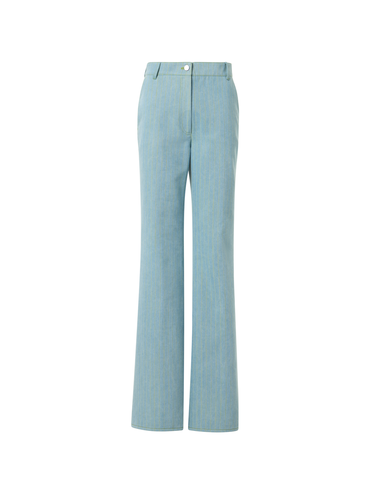 Designer Celia Mid-Rise Pinstripe Bootcut Denim Pants - blue