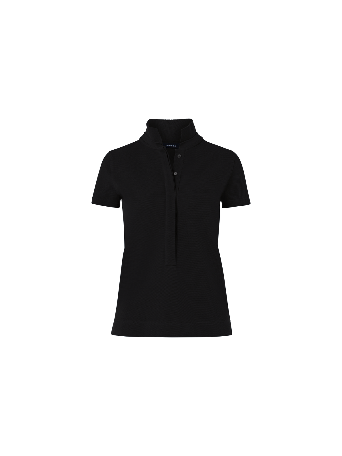 Designer Cotton Knit Polo Shirt - black - neutral