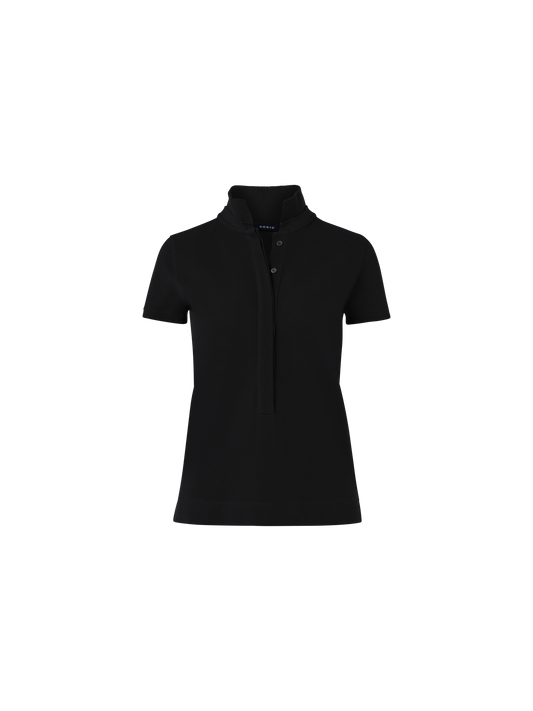 Designer Cotton Knit Polo Shirt - black - neutral