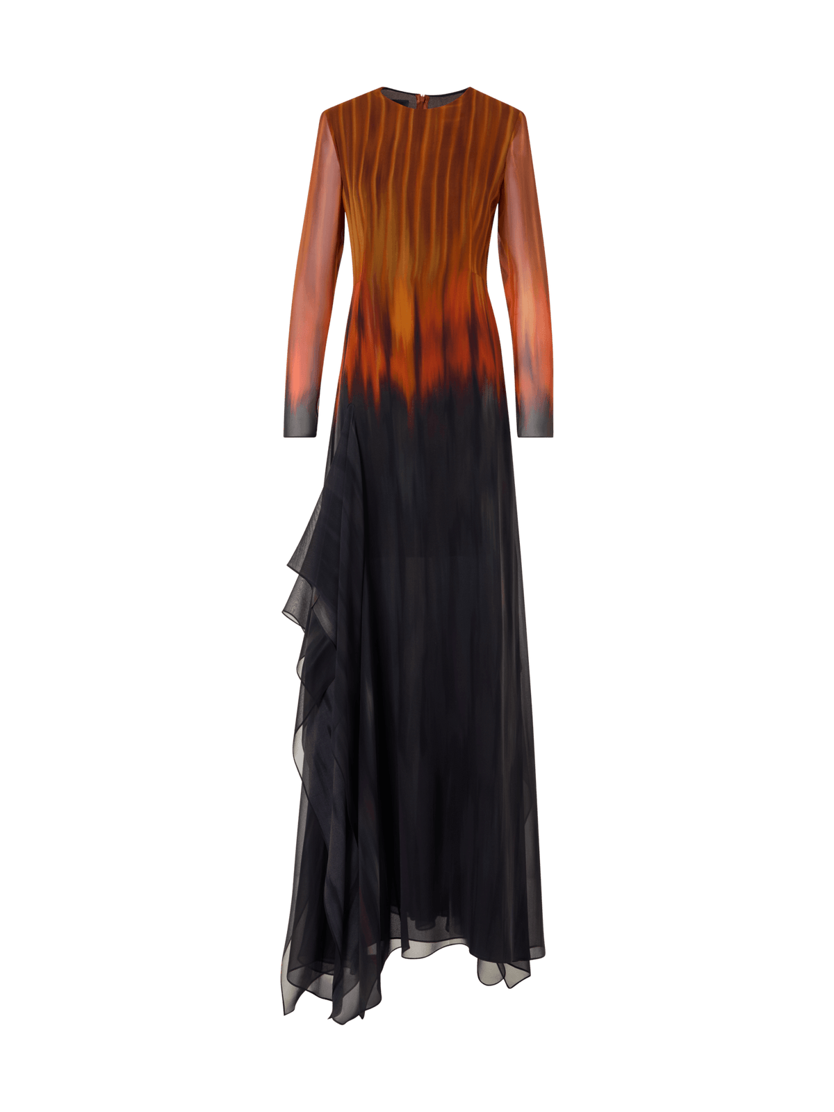 Designer Fuego Negro Print Gown in Silk Crêpe - multicolor