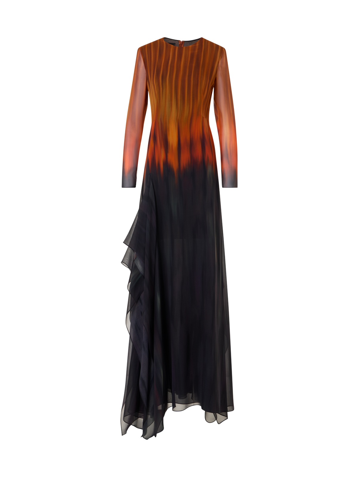 Designer Fuego Negro Print Gown in Silk Crêpe - multicolor