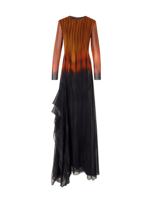 Designer Fuego Negro Print Gown in Silk Crêpe - multicolor